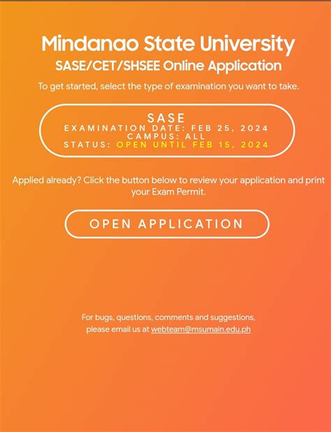 MSU SASE/CET/SHSEE Online Application .